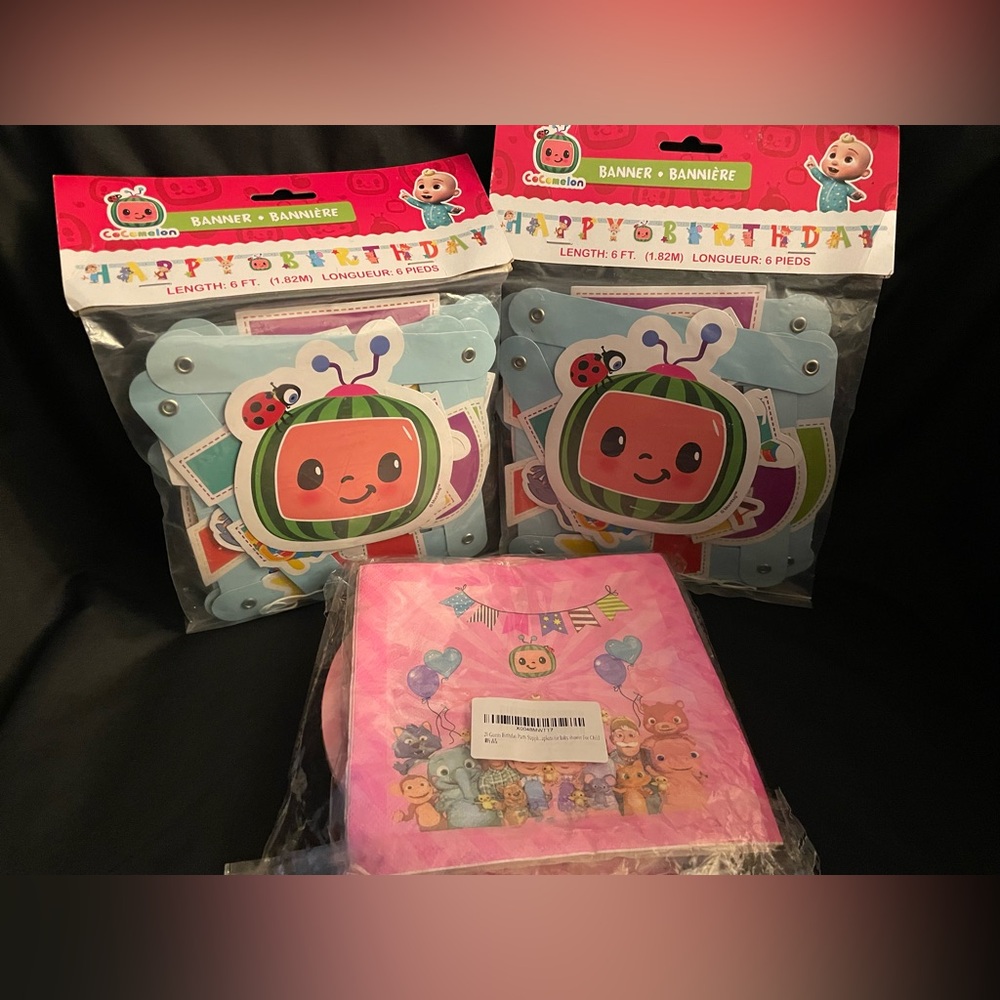 Cocomelon themed birthday party supplies NWT